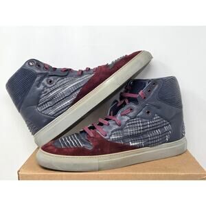 Balenciaga Hi Origami Panel NAVY BURGUNDY 358041 Size 45 EU WORN